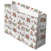Cozy Christmas Book Lover  Große Geschenktüte (Vorderseite Schrägansicht)