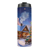  Cozy Christmas Cabin  Snowy Forest Thermosbecher (Vorderseite)