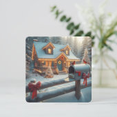 Cozy Christmas Cabin Winter Wonderland Feiertagskarte (Stehend Vorderseite)