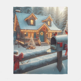 Cozy Christmas Cabin Winter Wonderland Fleecedecke
