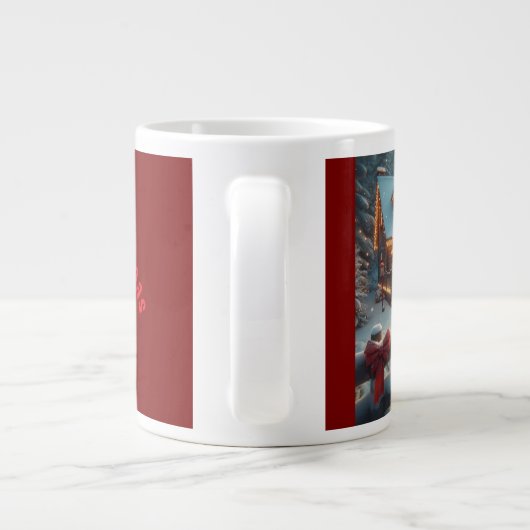 Cozy Christmas Cabin Winter Wonderland Jumbo-Tasse (Rückseite)