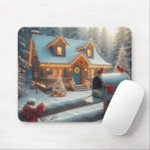 Cozy Christmas Cabin Winter Wonderland Mousepad (Mit Mouse)