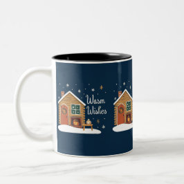 "Cozy Christmas Cabin with Warm Wishes" Zweifarbige Tasse
