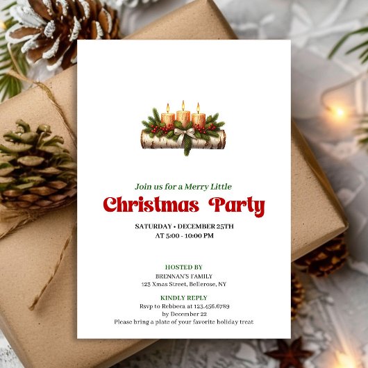 Cozy Christmas Candles Holiday Party Invite Einladung