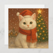 Cozy Christmas Cat Flat Card (Vorne/Hinten)