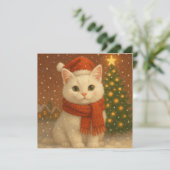Cozy Christmas Cat Flat Card (Stehend Vorderseite)