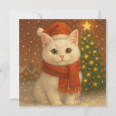 Cozy Christmas Cat Flat Card (Vorderseite)