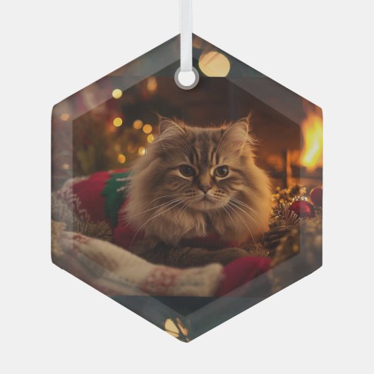 Cozy Christmas Cat Ornament  (Vorderseite)