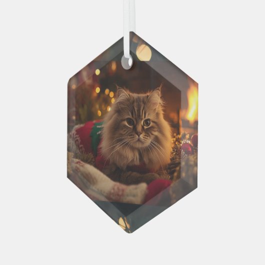 Cozy Christmas Cat Ornament  (Vorderseite Links)