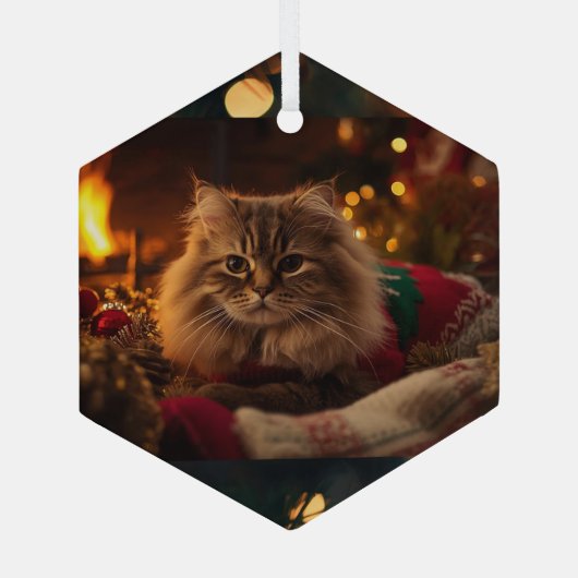 Cozy Christmas Cat Ornament  (Rückseite)