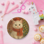 Cozy Christmas Cat Paper Plate Pappteller (Party)