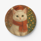 Cozy Christmas Cat Paper Plate Pappteller (Vorderseite)