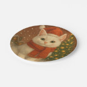 Cozy Christmas Cat Paper Plate Pappteller (Schrägansicht)