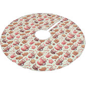 Cozy Christmas Cocoa and Gingerbread Pattern Polyester Weihnachtsbaumdecke (Schrägansicht)