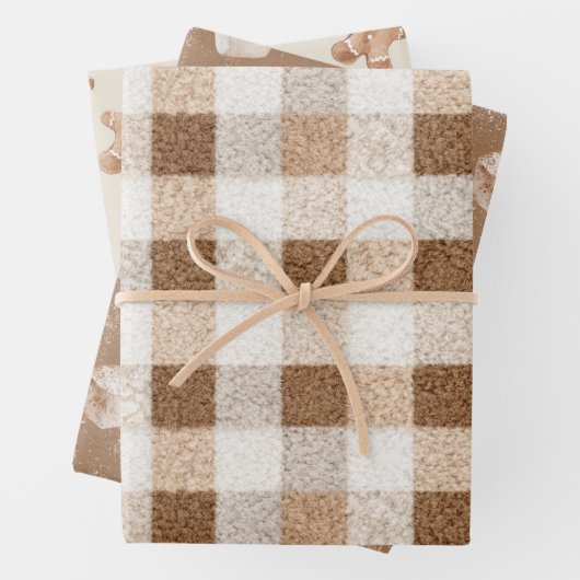 Cozy Christmas Cocoa Plaid Marshmallow Gingerbread Geschenkpapier Set (Beispiel)
