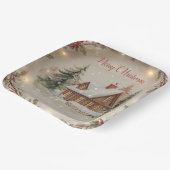 Cozy Christmas Cottage Paper Plate Pappteller (Gewinkelt)