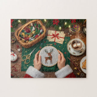 Cozy Christmas Craft Holiday Reindeer Stitching  Puzzle