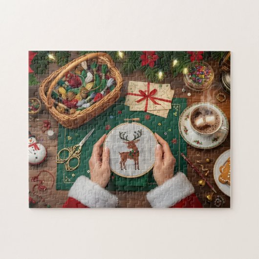 Cozy Christmas Craft Holiday Reindeer Stitching Puzzle (Horizontal)