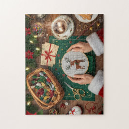 Cozy Christmas Craft Holiday Reindeer Stitching  Puzzle