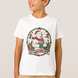 Cozy Christmas Crew – Cute Polar Bear & Gingerbrea T-Shirt