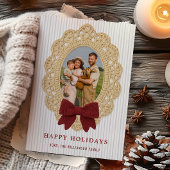 Cozy Christmas Crochet Frame Holiday Photo Card Einladung