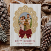 Cozy Christmas Crochet Frame Holiday Photo Card Einladung