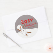 Cozy Christmas Cute Snowman Runder Aufkleber (Umschlag)