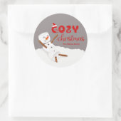 Cozy Christmas Cute Snowman Runder Aufkleber (Tasche)