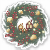 Cozy Christmas Deer with Ornamen Cut Vinyl Sticker (Vorderseite)