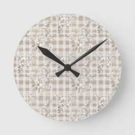 Cozy christmas earth tones floral runde wanduhr