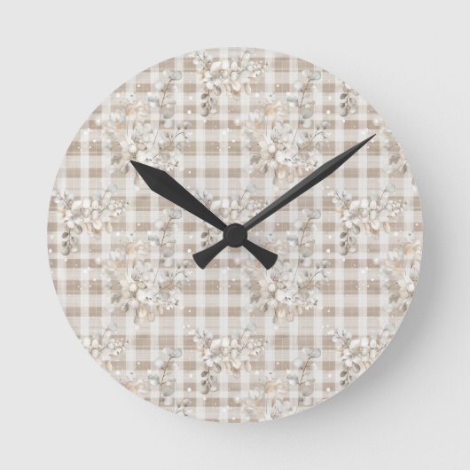 Cozy christmas earth tones floral runde wanduhr (Vorderseite)