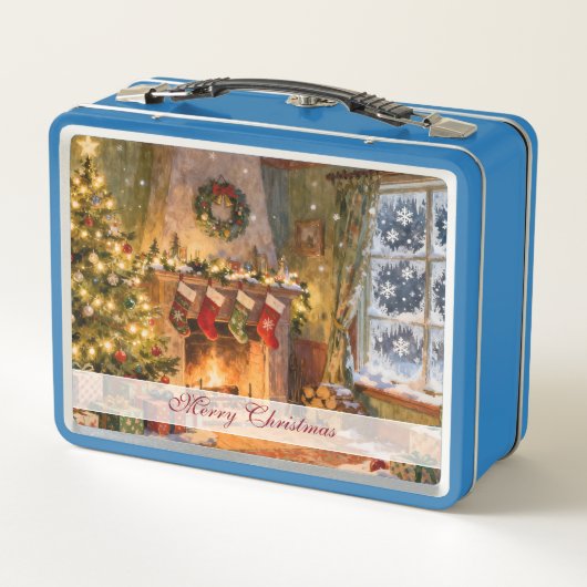 Cozy Christmas Fireplace Magic Metall Brotdose (Rückseite)