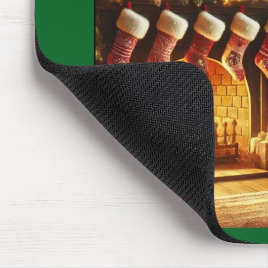 Cozy Christmas Fireplace Mouse Pad Mousepad (Ecke)