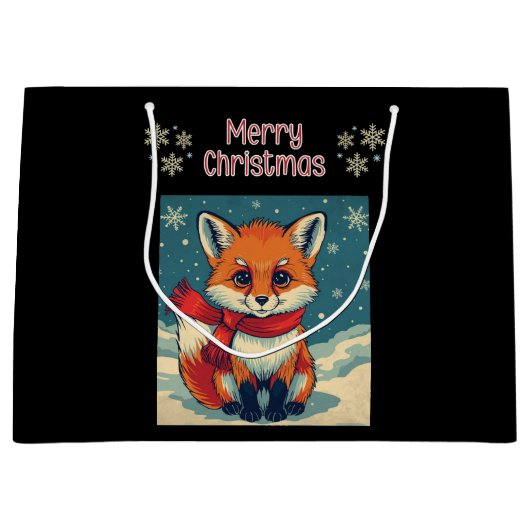Cozy Christmas Fox Gift Bag Große Geschenktüte (Vorderseite)
