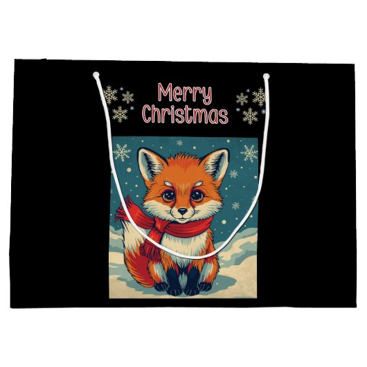 Cozy Christmas Fox Gift Bag Große Geschenktüte (Rückseite)