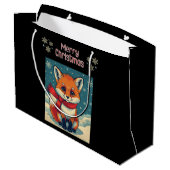 Cozy Christmas Fox Gift Bag Große Geschenktüte (Rückseite Schrägansicht)