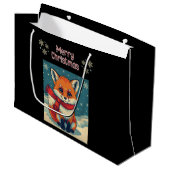 Cozy Christmas Fox Gift Bag Große Geschenktüte (Vorderseite Schrägansicht)