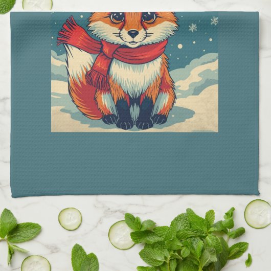 Cozy Christmas Fox Kitchen Towels Geschirrtuch (Gefaltet)