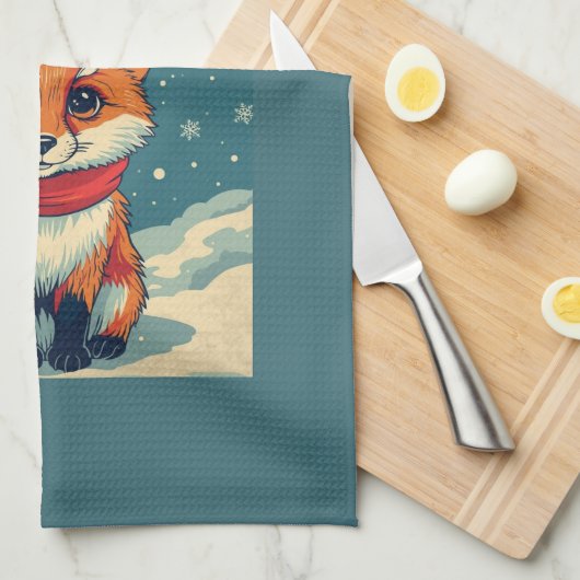 Cozy Christmas Fox Kitchen Towels Geschirrtuch (Viertel Falte)