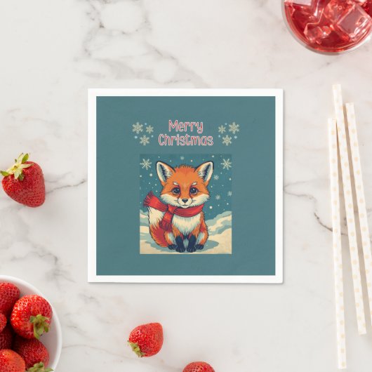 Cozy Christmas Fox Paper Napkin Serviette (Beispiel)