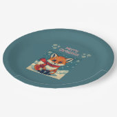 Cozy Christmas Fox Paper Plate Pappteller (Schrägansicht)