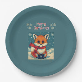 Cozy Christmas Fox Paper Plate Pappteller