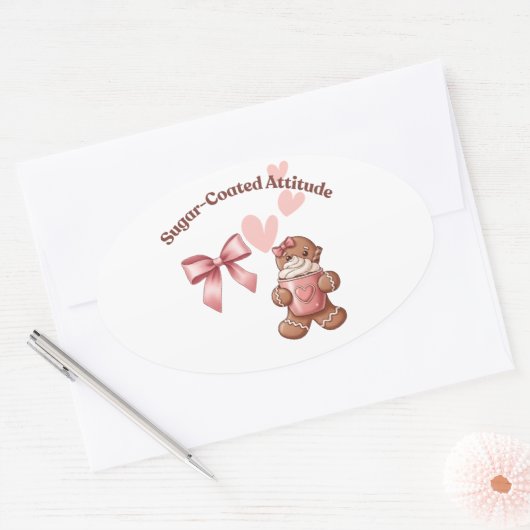 Cozy Christmas Gingerbread Coquette – Swee Ovaler Aufkleber (Umschlag)
