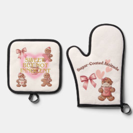 Cozy Christmas Gingerbread Coquette Sweet Ofenhandschuh & Topflappen-Set