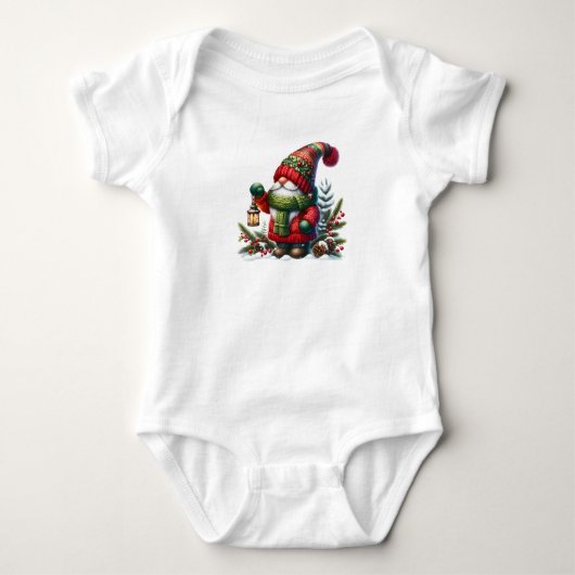 Cozy Christmas Gnome Art – Festive Holiday Baby Strampler (Vorderseite)