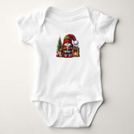 Cozy Christmas Gnome Art – Festive Holiday Baby Strampler (Vorderseite)