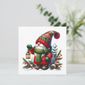 Cozy Christmas Gnome Art – Festive Holiday Einladung (Stehend Vorderseite)
