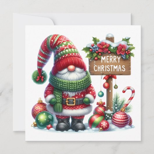 Cozy Christmas Gnome Art – Festive Holiday Einladung (Vorderseite)