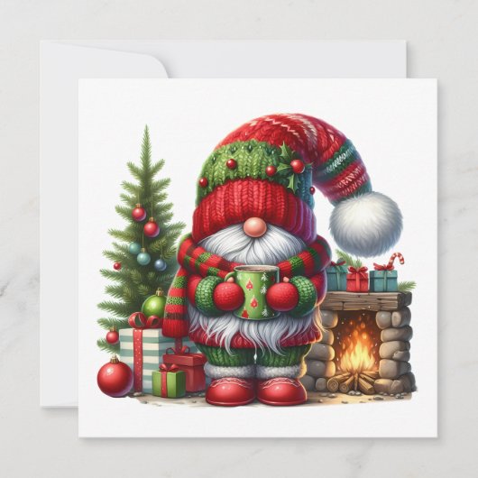 Cozy Christmas Gnome Art – Festive Holiday Einladung (Vorderseite)