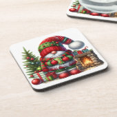 Cozy Christmas Gnome Art – Festive Holiday Getränkeuntersetzer (Linke Seite)